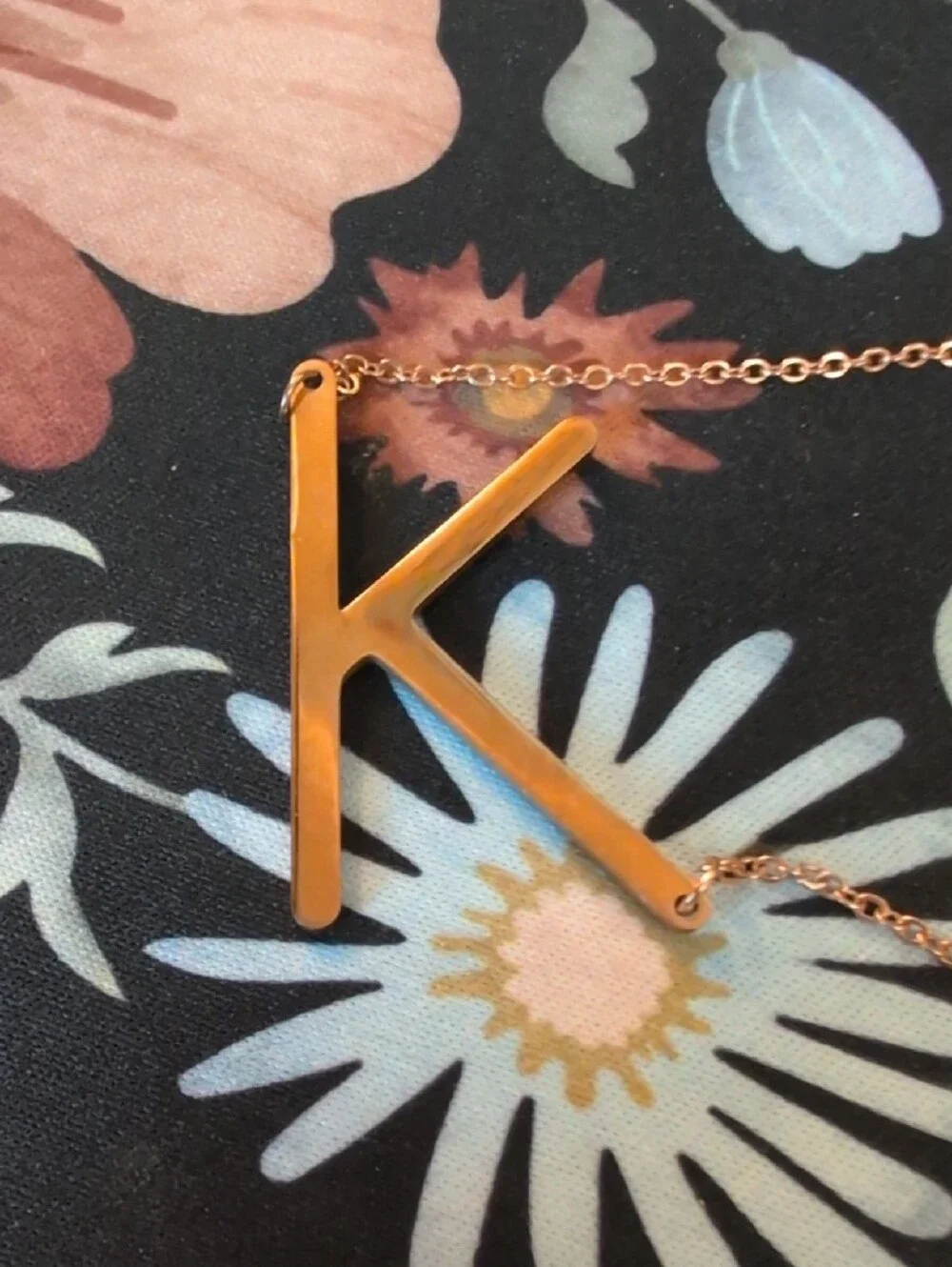Rose Gold Letter K Pendant Necklace - Women's Jewelry
